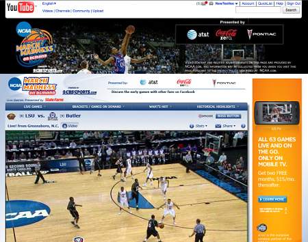 YouTube streamt mit Silverlight: March Madness