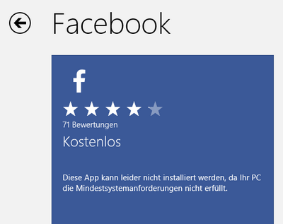 Surface: Facebook nicht verfügbar