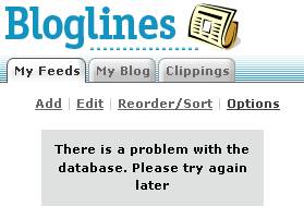 Bloglines Database Problem