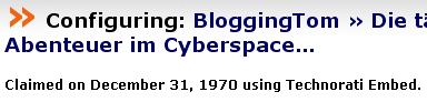 Technorati - BloggingTom, claimed on december 31, 1970