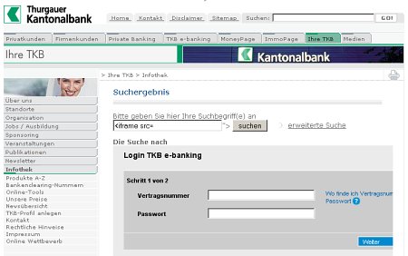 Thurgauer Kantonalbank - Fake Formular im Layout