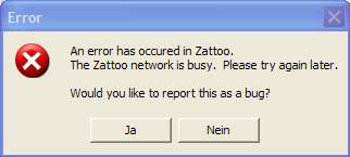Zattoo - An error has occured