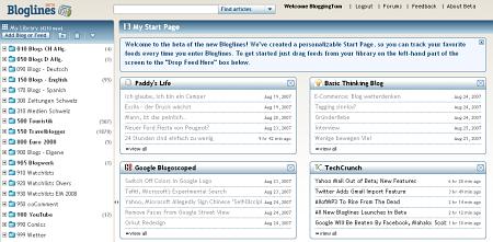Bloglines-Homepage: Neue Betaversion