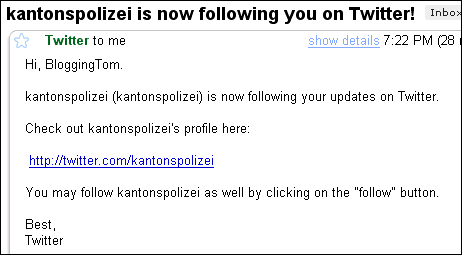 kantonspolizei is now following you on Twitter