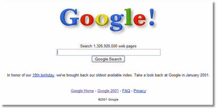 Google - Back to 2001